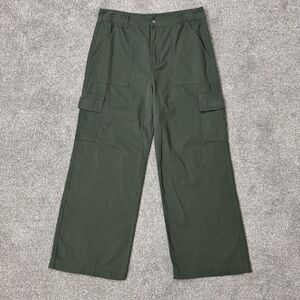 Indigo Rising Pants Juniors 17/18 Green Cargo Twill Wide Leg Relaxed Casual